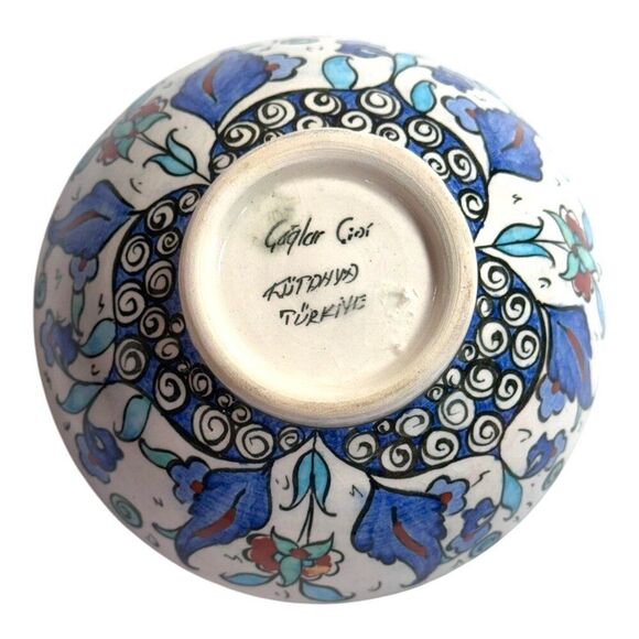Handmade Kutahya Turkey Turkish Iznik Carnation Floral Pattern Ceramic Cini Bowl - Picture 3 of 6